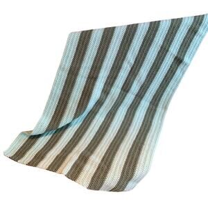 Handmade Crocheted Green Striped Lap Blanket Afghan Throw Child Size